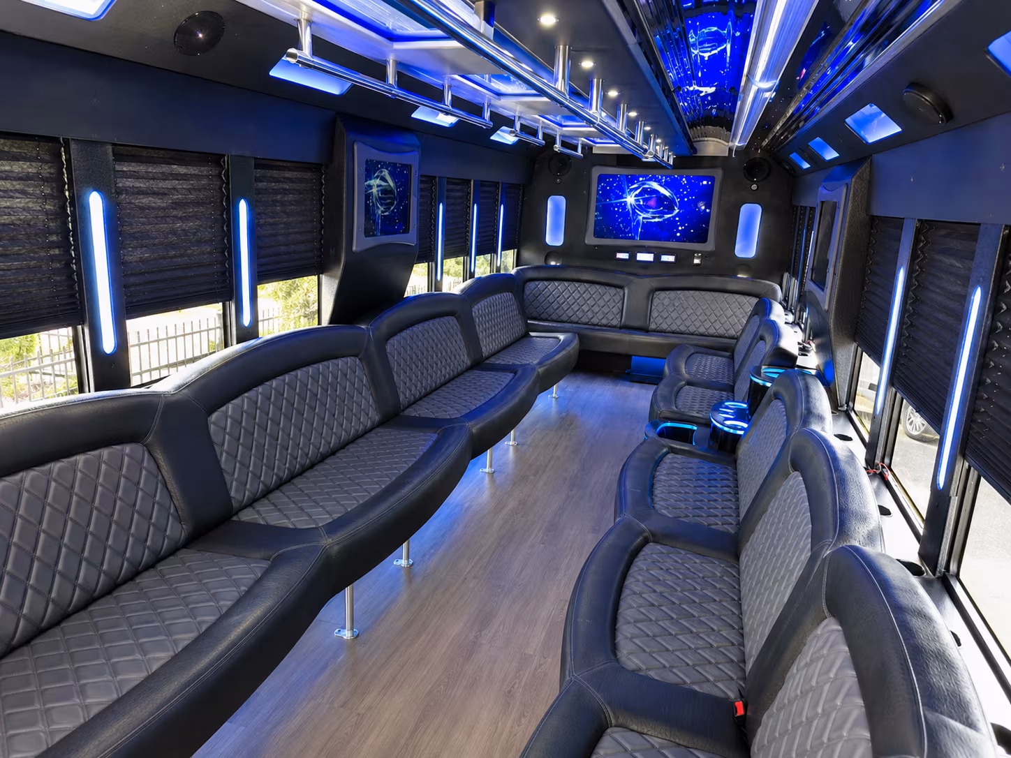 Passenger watching the Antioch scenery during a regional party bus road trip