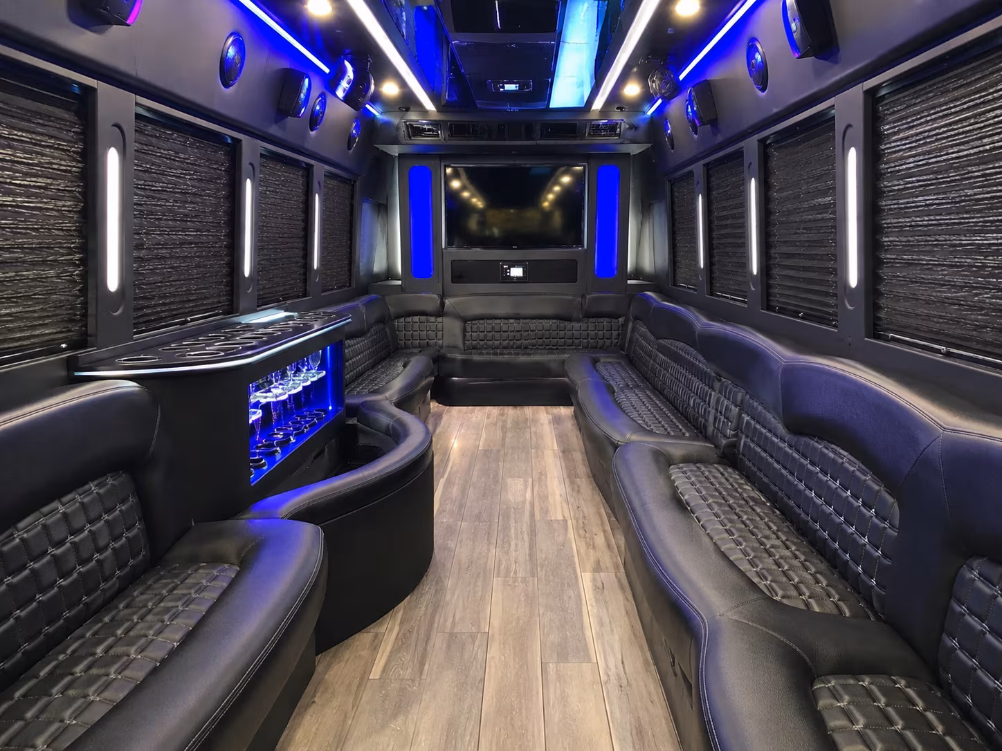 Antioch Birthday, Sweet 16, & Quinceañera Transportation party bus interior