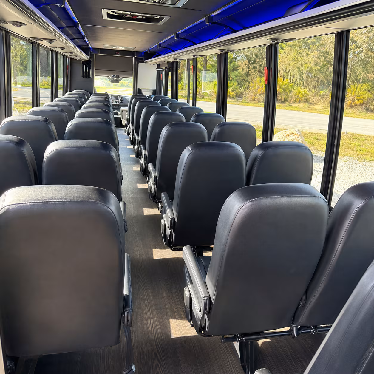 Antioch School Event Transportation party bus interior