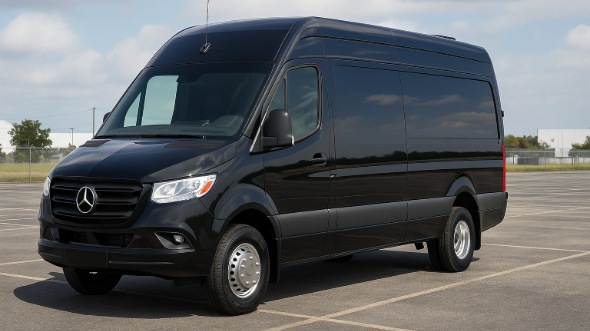 Exterior of Charter Bus Company Brentwood's 14 Passenger Sprinter Limousine in Brentwood