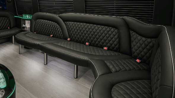 Interior of Charter Bus Company Concord's 15 Passenger Party Bus in Concord