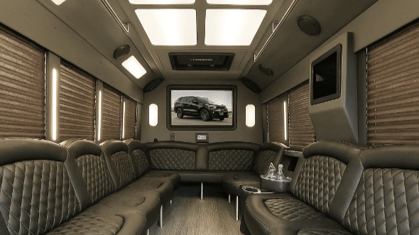 Interior of Charter Bus Company Livermore's 20 Passenger Party Bus in Livermore