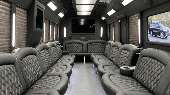 Interior of Charter Bus Company Brentwood's 25 Passenger Party Bus in Brentwood