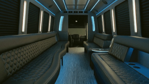 Interior of Charter Bus Company Livermore's 25 Passenger Party Bus in Livermore
