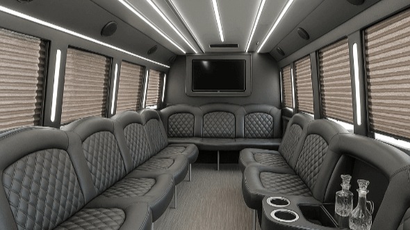 Interior of Charter Bus Company Stockton's 25 Passenger Party Bus in Stockton