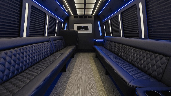 Interior of Charter Bus Company Fairfield's 28 Passenger Party Bus in Fairfield