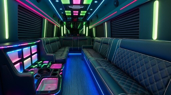 Interior of Charter Bus Company San Ramon's 28 Passenger Party Bus in San Ramon