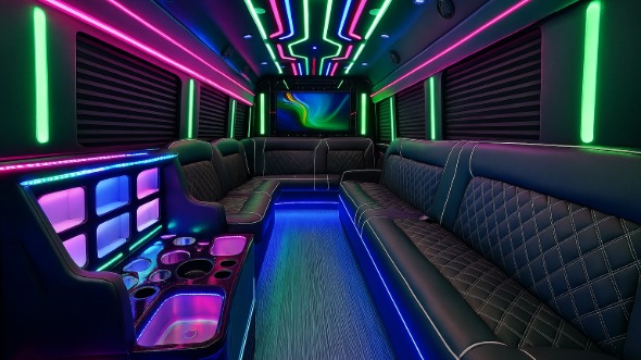 Interior of Charter Bus Company San Ramon's 30 Passenger Party Bus in San Ramon