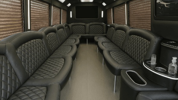 Interior of Charter Bus Company Brentwood's 40 Passenger Party Bus in Brentwood