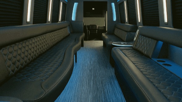 Interior of Charter Bus Company Stockton's 40 Passenger Party Bus in Stockton