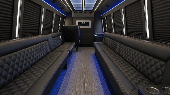 Interior of Charter Bus Company San Ramon's 50 Passenger Party Bus in San Ramon